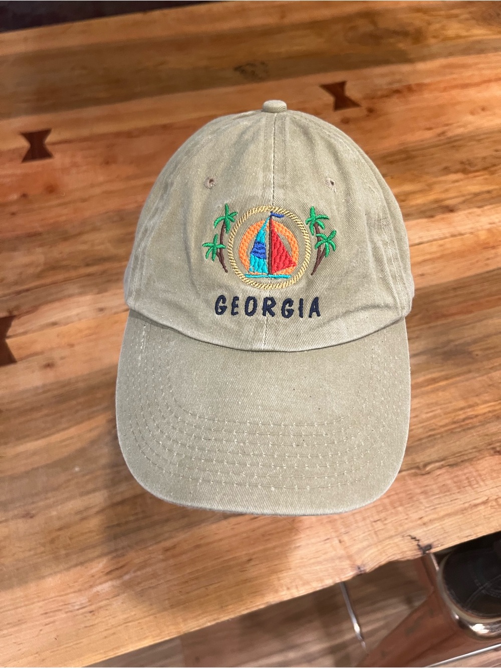Georgia Embroidered Khaki Baseball Cap - Picture 2 of 14